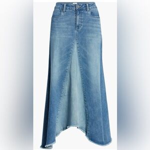 WASH LAB Pieced Denim MIDI Skirt Skirt with Frayed Hem EUC Sz 29 8